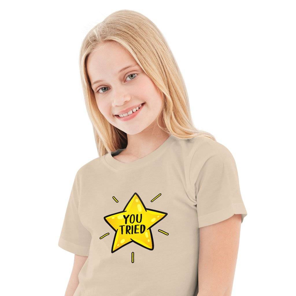 70434-f3a42a.jpeg Kids' You Tried T-Shirt - Gold Star T-Shirt - Graphic T-Shirt Baby Clothing Kids & Baby Color : Pink|Mustard|Natural