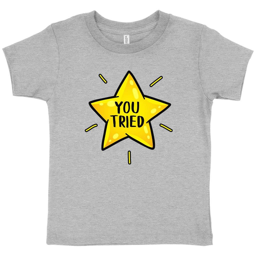 70657-352a08.jpeg Toddler You Tried T-Shirt - Gold Star T-Shirt - Graphic T-Shirt Kids & Baby Toddler Clothing Color : Kelly|Athletic Heather|Heather Red
