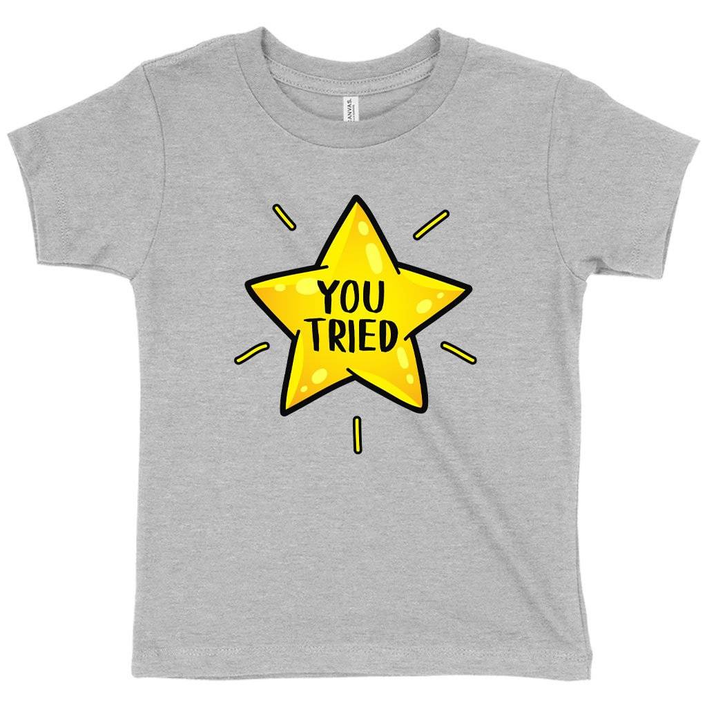 70657-f92174.jpeg Toddler You Tried T-Shirt - Gold Star T-Shirt - Graphic T-Shirt Kids & Baby Toddler Clothing Color : Kelly|Athletic Heather|Heather Red
