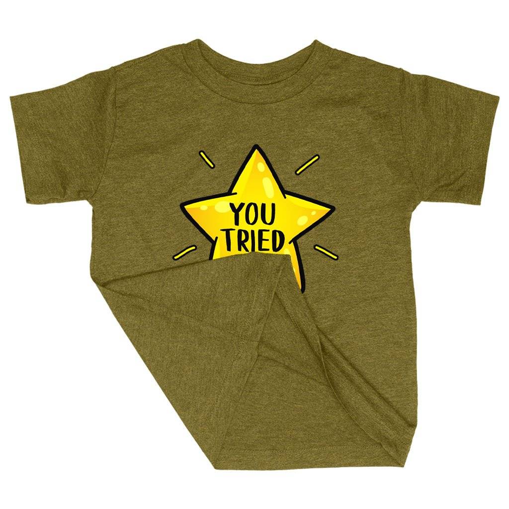 70662-7ce851.jpeg Triblend Toddler You Tried T-Shirt - Gold Star T-Shirt - Graphic T-Shirt Kids & Baby Toddler Clothing Color : Ice Blue Triblend|Olive Triblend|Peach Triblend
