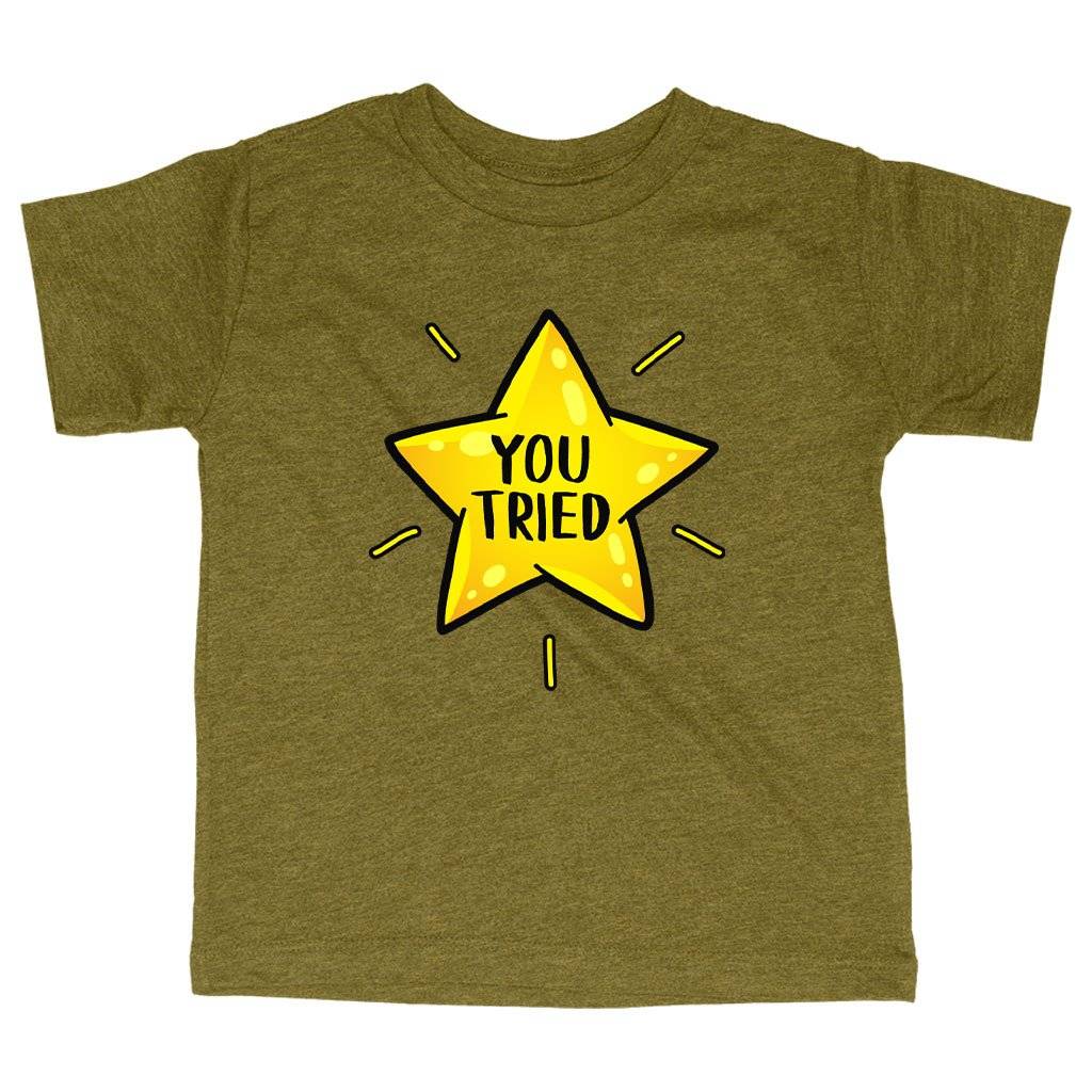 70662-825ebf.jpeg Triblend Toddler You Tried T-Shirt - Gold Star T-Shirt - Graphic T-Shirt Kids & Baby Toddler Clothing Color : Ice Blue Triblend|Olive Triblend|Peach Triblend