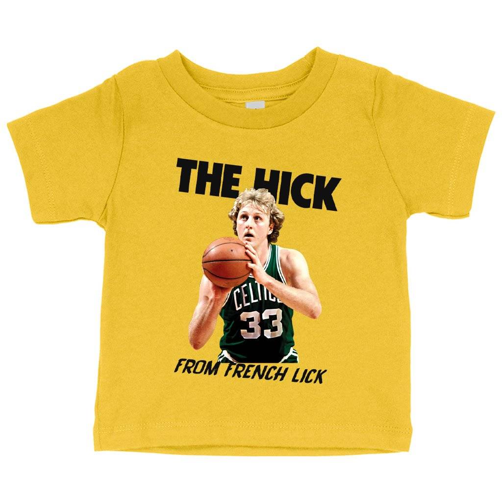 70786-82a1ea.jpeg Baby The Hick From French Lick T-Shirt - Basketball T-Shirt Baby Clothing Kids & Baby Color : Yellow|Navy|White