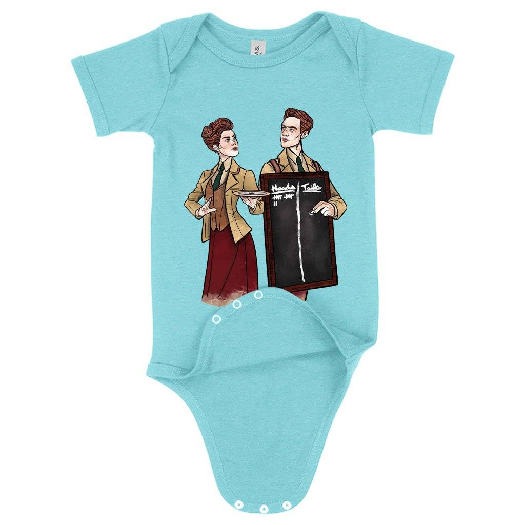 71182-271a45.jpeg Baby Heads or Tails Onesie - Graphic Onesie Baby Clothing Kids & Baby Color : Peach Triblend|Gray Triblend|Ice Blue Triblend