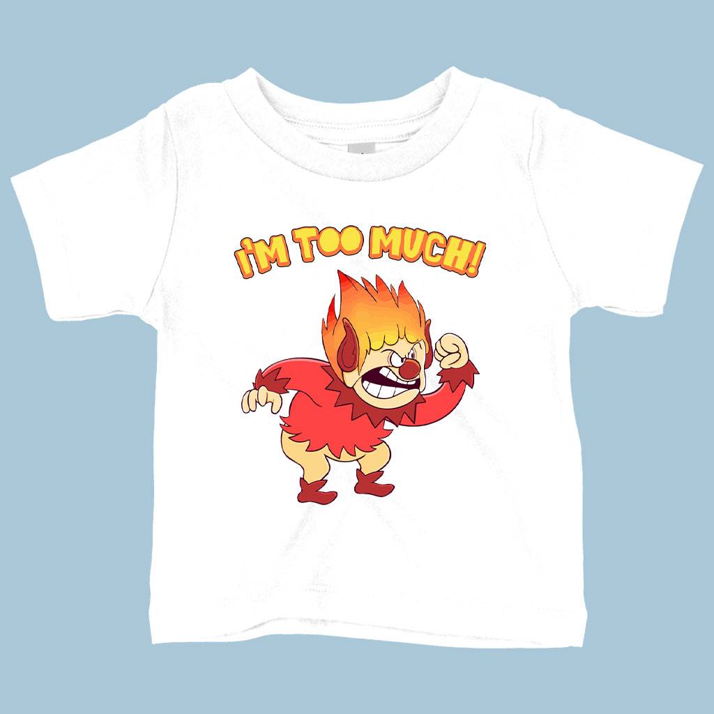 71183-c2881a.jpeg Baby I’m Too Much T-Shirt - Heat Miser T-Shirt - Angry T-Shirt Baby Clothing Kids & Baby Color : Heather Columbia Blue|Navy|White