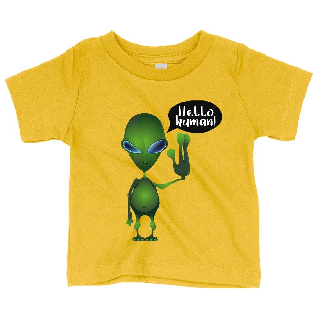71187-3e4685.jpeg Baby Hello Human T-Shirt - Alien T-Shirt Baby Clothing Kids & Baby Color : Yellow|Navy|White