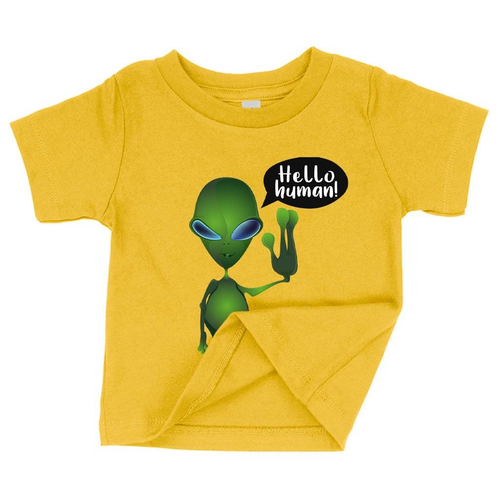 71187-941203.jpeg Baby Hello Human T-Shirt - Alien T-Shirt Baby Clothing Kids & Baby Color : Yellow|Navy|White
