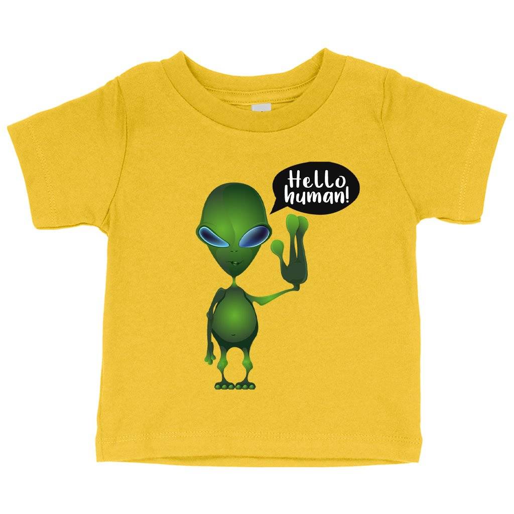 71187-f8dfb6.jpeg Baby Hello Human T-Shirt - Alien T-Shirt Baby Clothing Kids & Baby Color : Yellow|Navy|White