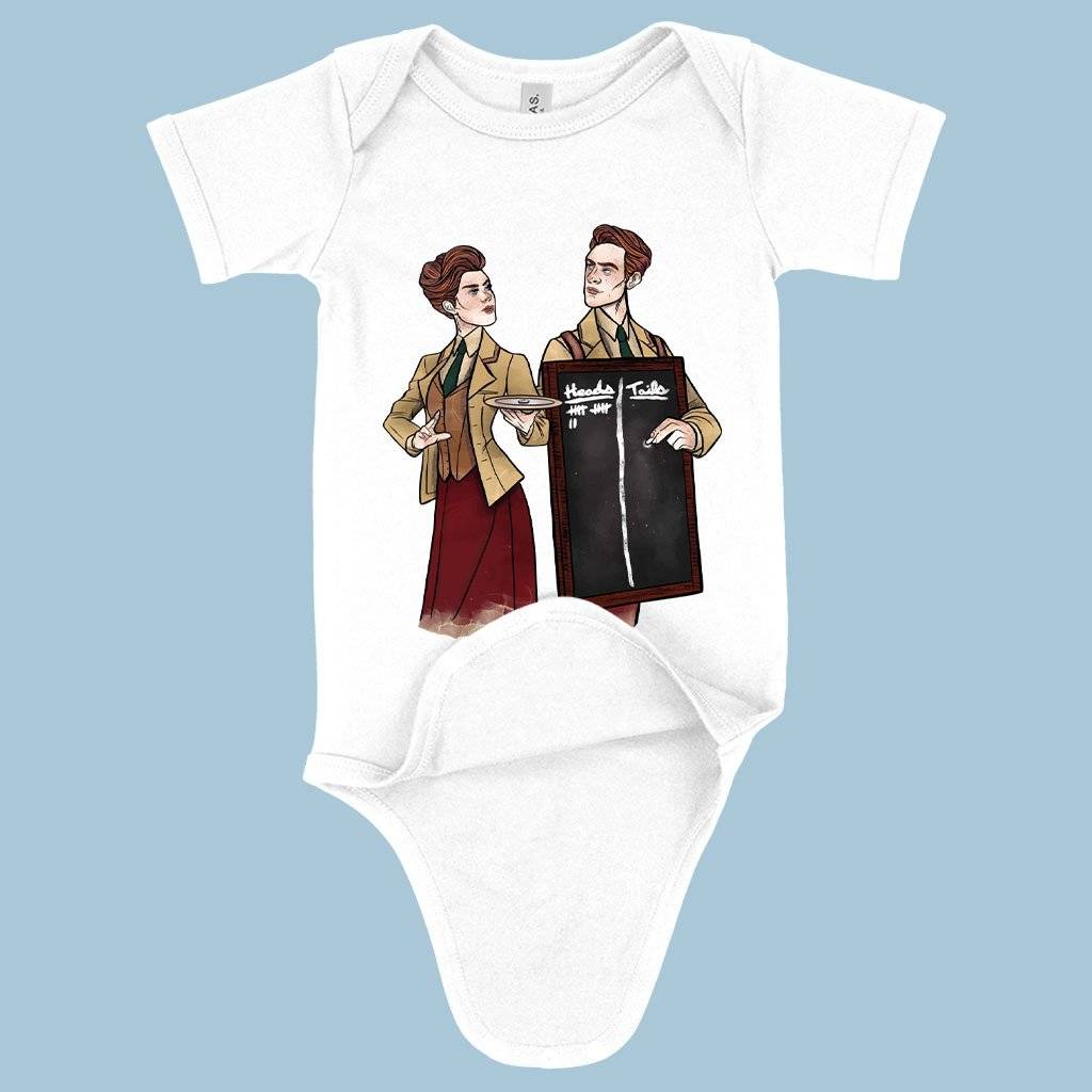 71193-ec266f.jpeg Baby Jersey Heads or Tails Onesie - Graphic Onesie Baby Clothing Kids & Baby Color : White|Asphalt|Heather Dust