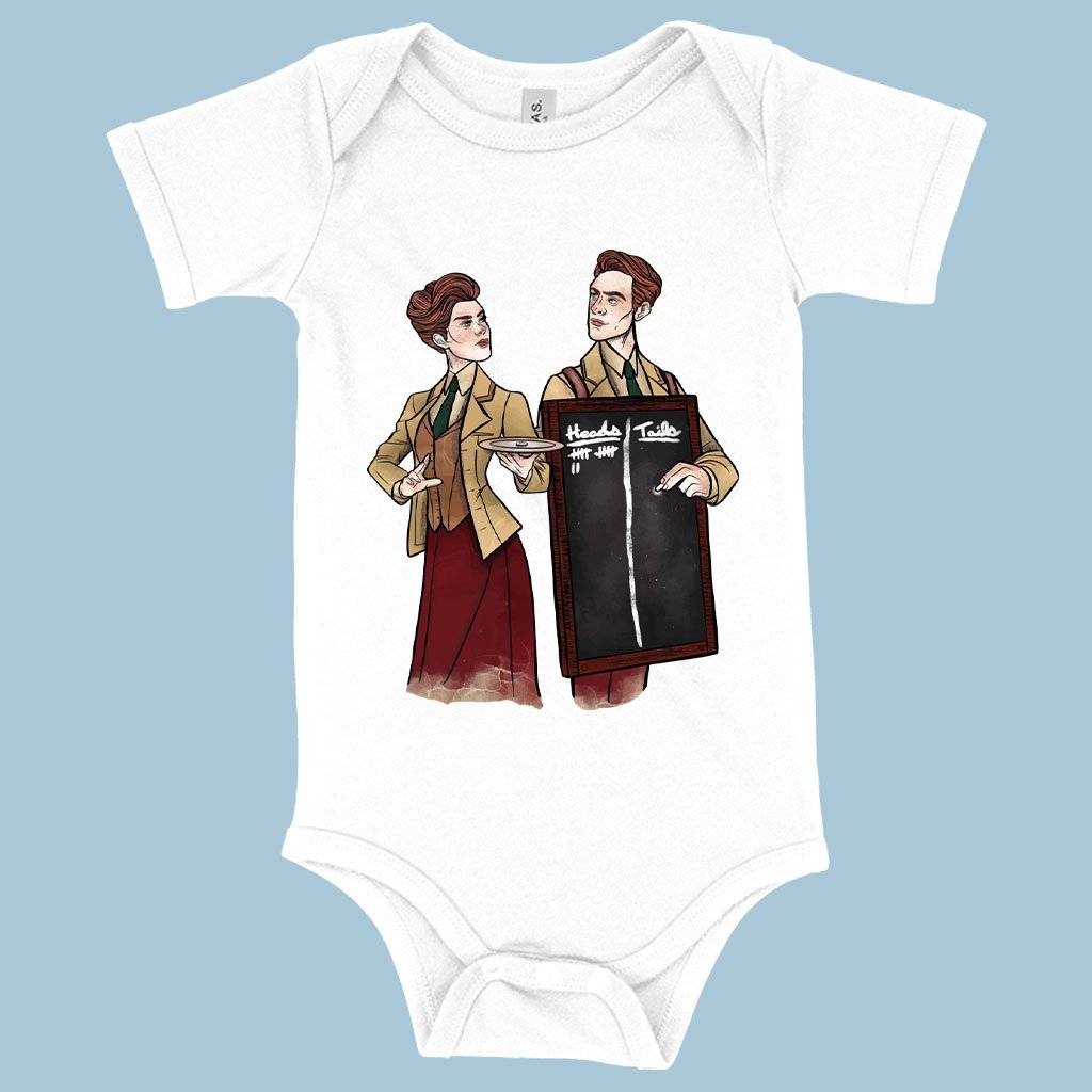 71193-f6fcb3.jpeg Baby Jersey Heads or Tails Onesie - Graphic Onesie Baby Clothing Kids & Baby Color : White|Asphalt|Heather Dust