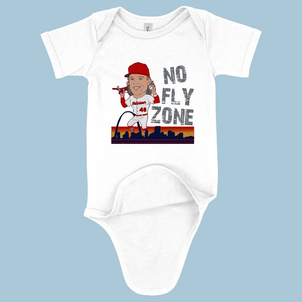 71196-331e7c.jpeg Baby Jersey No Fly Zone Onesie - Harrison Bader Onesie - Baseball Onesie Baby Clothing Kids & Baby Color : White|Asphalt|Heather Dust