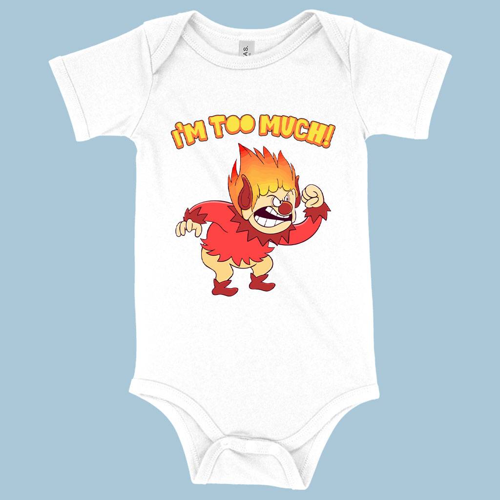 71197-a657eb.jpeg Baby Jersey I’m Too Much Onesie - Heat Miser Onesie - Angry Onesie Baby Clothing Kids & Baby Color : White|Asphalt|Heather Columbia Blue
