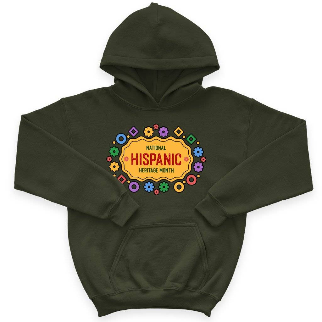71372-740a5e.jpeg Kids' Sponge Fleece National Hispanic Heritage Month Hoodie - Spanish Hoodie Kids & Baby Toddler Clothing Color : Military Green|Dark Gray Heather|Mauve