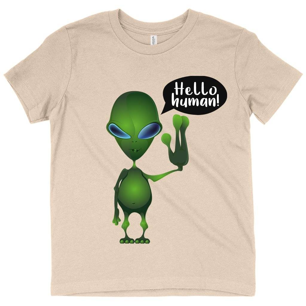 72232-1ad0c5.jpeg Kids' Hello Human T-Shirt - Alien T-Shirt Kids & Baby Kids' Clothing Color : White|Black|Natural
