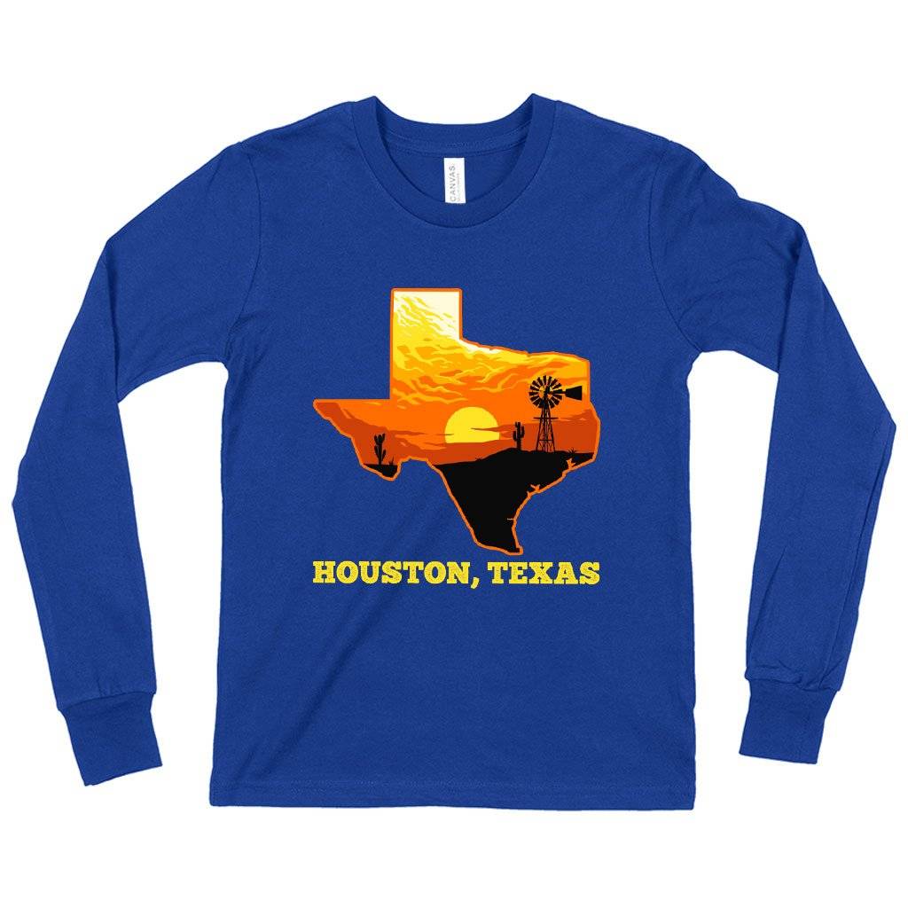 72233-7edb60.jpeg Kids' Houston Texas Long Sleeve T-Shirt - Cool Houston T-Shirts Kids & Baby Kids' Clothing Color : True Royal Blue|Heather Yellow Gold|Dark Gray Heather