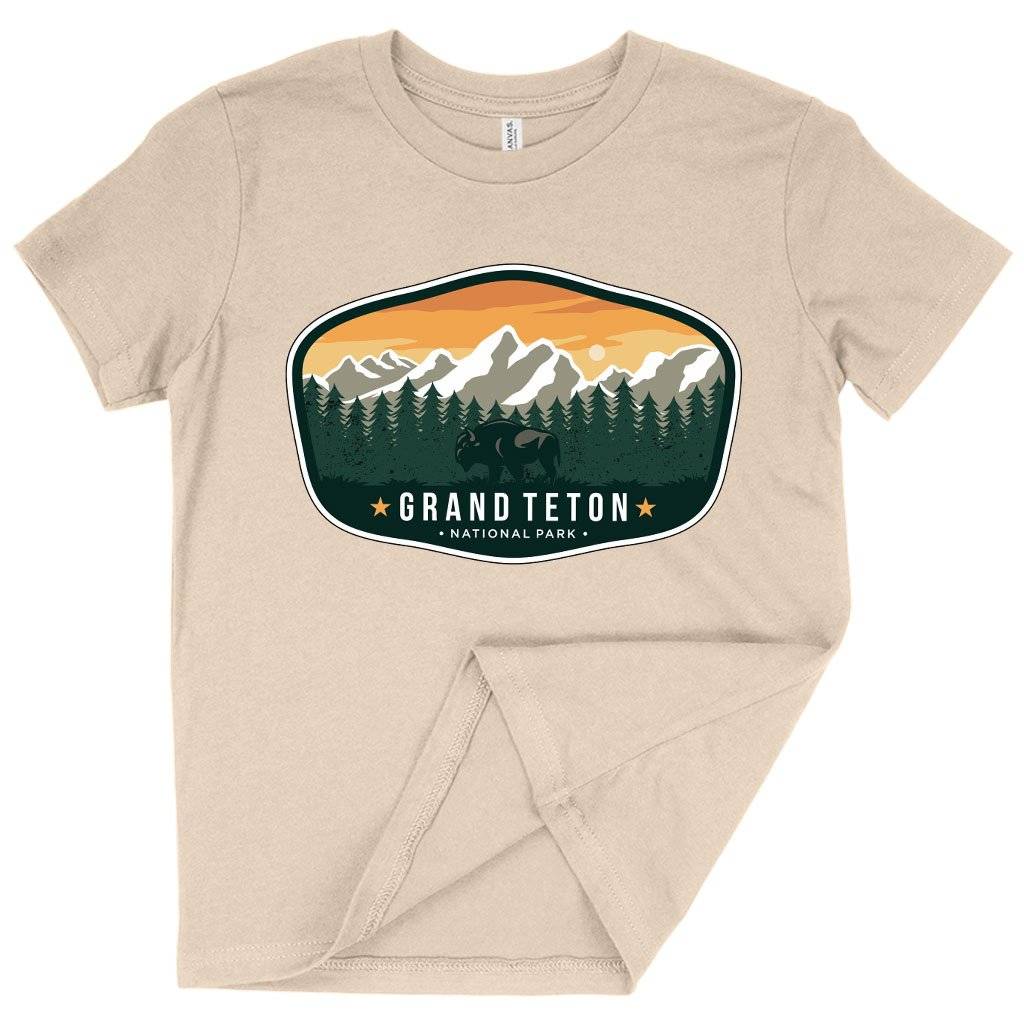 72393-91a19f.jpeg Kids' Grand Teton National Park T-Shirt - USA T-Shirt Kids & Baby Kids' Clothing Color : Heather Red|Mustard|Natural