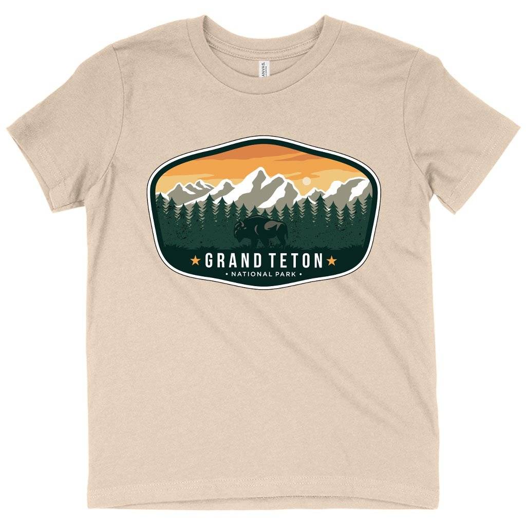 72393-dd91e6.jpeg Kids' Grand Teton National Park T-Shirt - USA T-Shirt Kids & Baby Kids' Clothing Color : Heather Red|Mustard|Natural