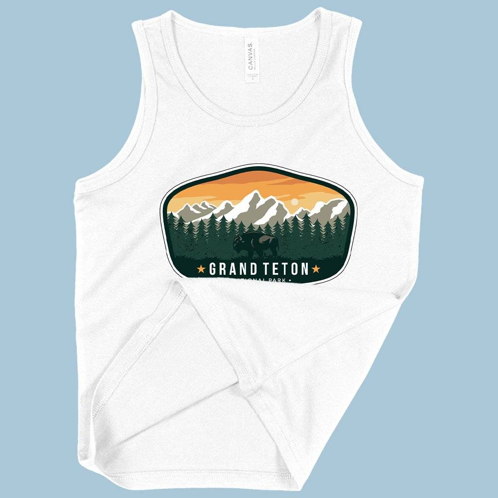 72525-5cb66a.jpeg Kids' Grand Teton National Park Tank - USA Tank Kids & Baby Kids' Clothing Color : Neon Blue|Athletic Heather|White