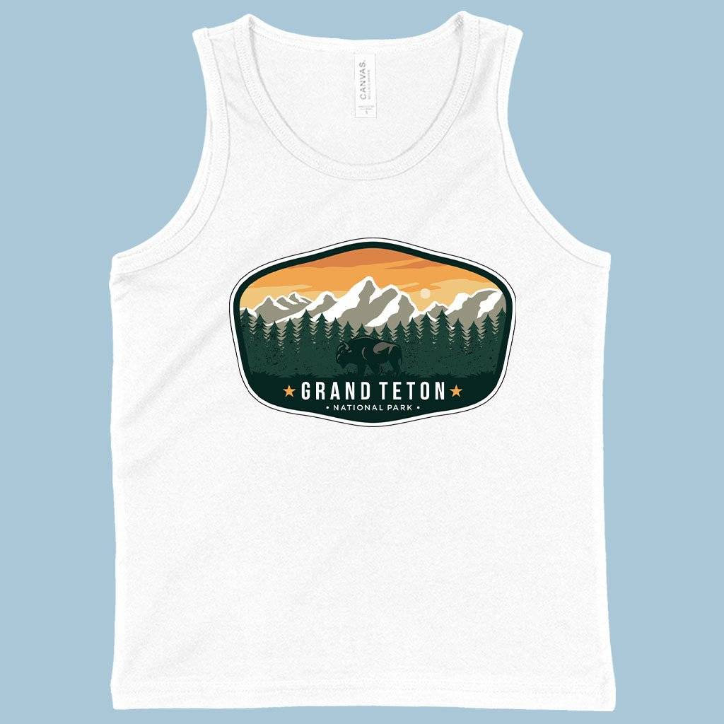 72525-911b1d.jpeg Kids' Grand Teton National Park Tank - USA Tank Kids & Baby Kids' Clothing Color : Neon Blue|Athletic Heather|White