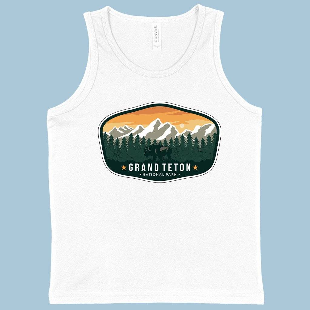 72525-f25758.jpeg Kids' Grand Teton National Park Tank - USA Tank Kids & Baby Kids' Clothing Color : Neon Blue|Athletic Heather|White