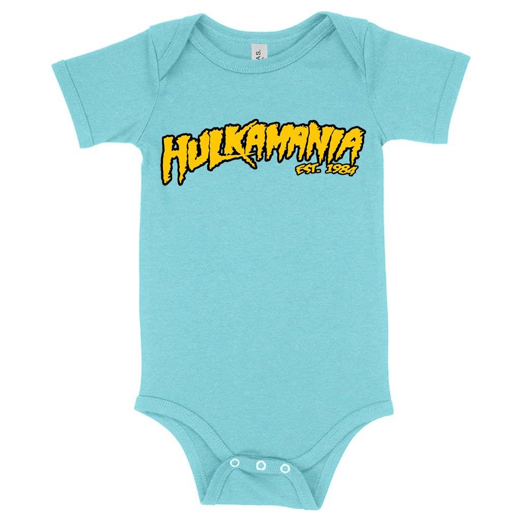 72682-262e6a.jpeg Baby Hulkamania Onesie - Hulk Hogan Onesie Baby Clothing Kids & Baby Color : Mauve Triblend|Gray Triblend|Ice Blue Triblend