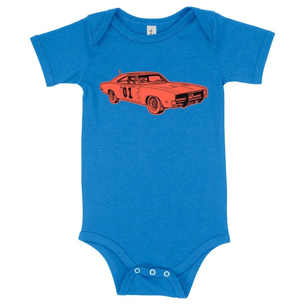 72685-17598f.jpeg Baby Jersey General Lee Onesie - Car Onesie Baby Clothing Kids & Baby Color : White|Heather Columbia Blue|Asphalt