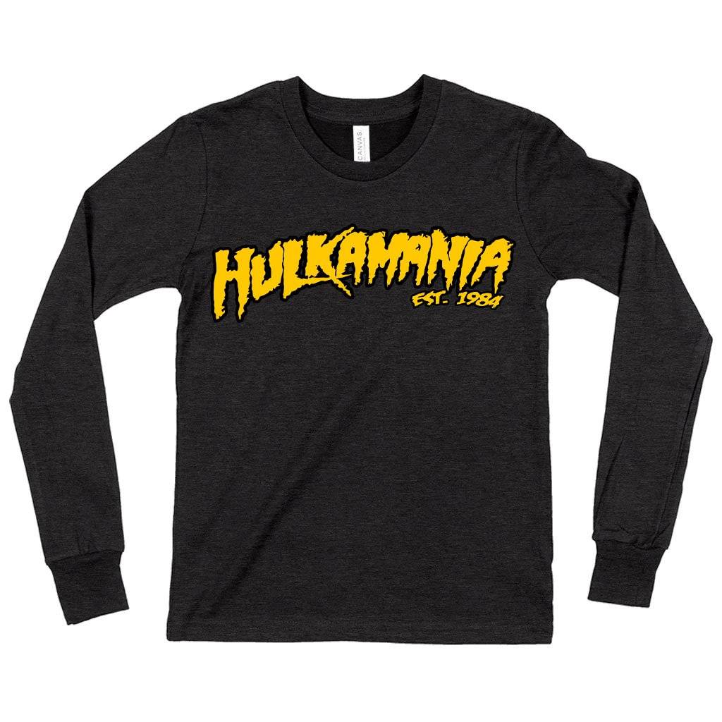 72844-792f89.jpeg Kids' Hulkamania Long Sleeve T-Shirt - Hulk Hogan T-Shirt Kids & Baby Kids' Clothing Color : Heather Yellow Gold|True Royal Blue|Dark Gray Heather