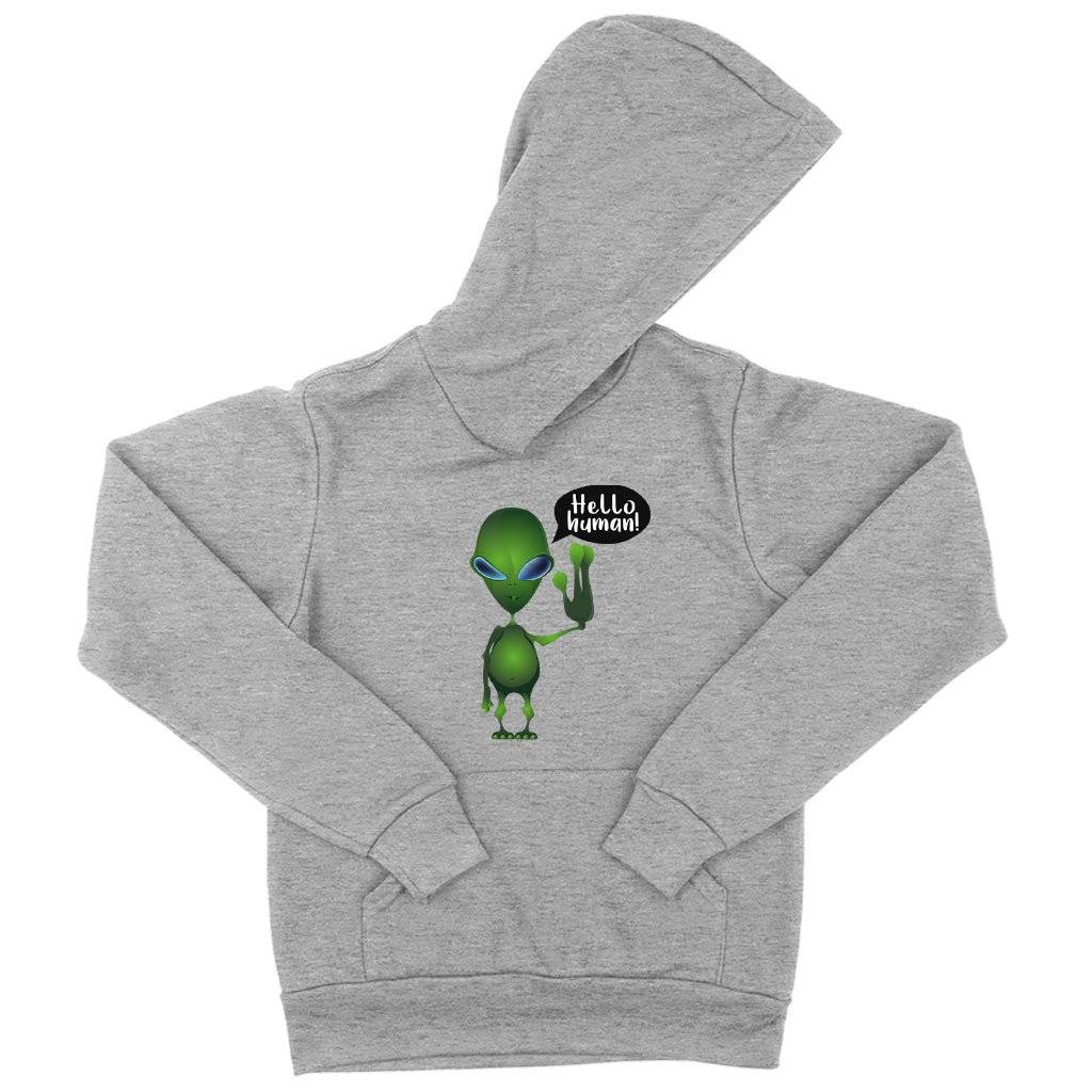 73345-1fa5b7.jpeg Kids' Sponge Fleece Hello Human Hoodie - Alien Hoodie Kids & Baby Kids' Clothing Color : Athletic Heather|Military Green|Black