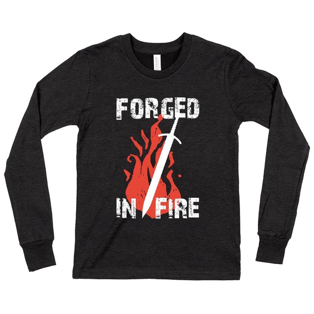 73761-1df31b.jpeg Kids' Forged in Fire Long Sleeve T-Shirt - It Will Kill T-Shirt Kids & Baby Kids' Clothing Color : True Royal Blue|White|Dark Gray Heather