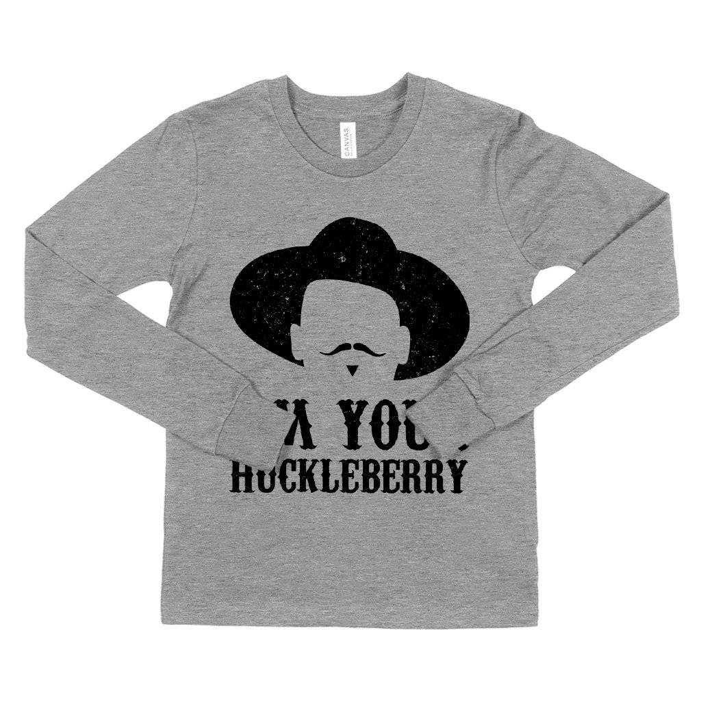 73771-4a7166.jpeg Kids' I'm Your Huckleberry Long Sleeve T-Shirt - Vintage Cowboy T-Shirt Kids & Baby Kids' Clothing Color : Heather Yellow Gold|True Royal Blue|Gray Triblend