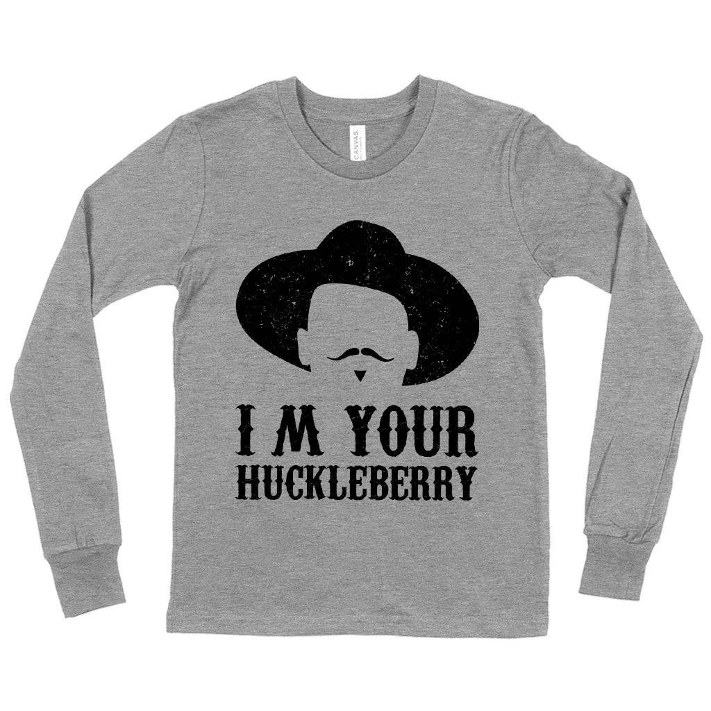 73771-e75a09.jpeg Kids' I'm Your Huckleberry Long Sleeve T-Shirt - Vintage Cowboy T-Shirt Kids & Baby Kids' Clothing Color : Heather Yellow Gold|True Royal Blue|Gray Triblend