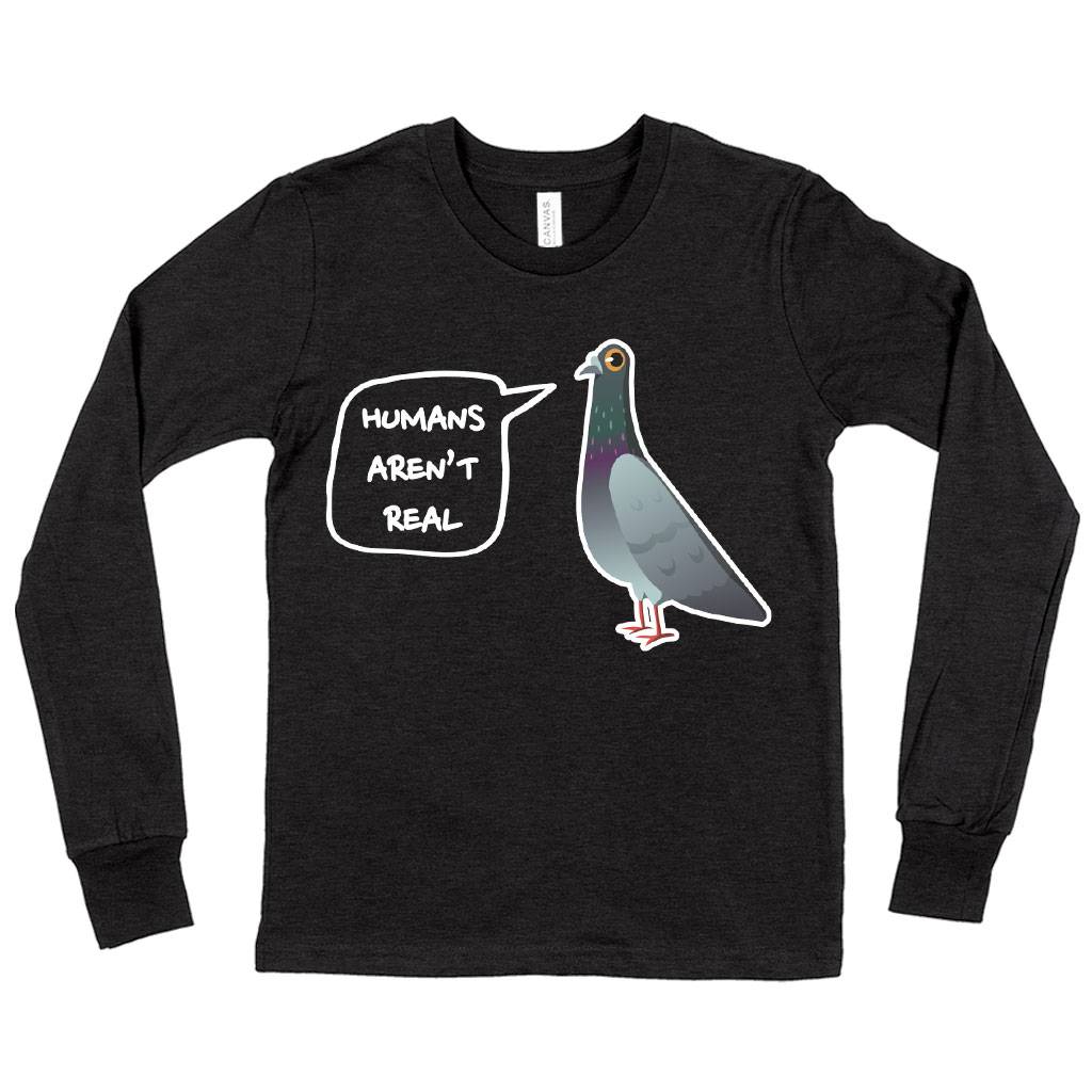 73772-9c8e14.jpeg Kids' Humans Aren’t Real Long Sleeve T-Shirt - Pigeon T-Shirt Kids & Baby Kids' Clothing Color : True Royal Blue|Heather Yellow Gold|Dark Gray Heather