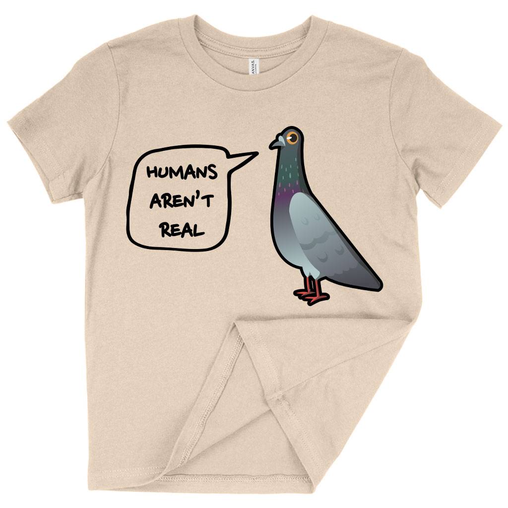 73783-224bb1.jpeg Kids' Humans Aren’t Real T-Shirt - Pigeon T-Shirt Kids & Baby Kids' Clothing Color : Columbia Blue|Natural|Mustard