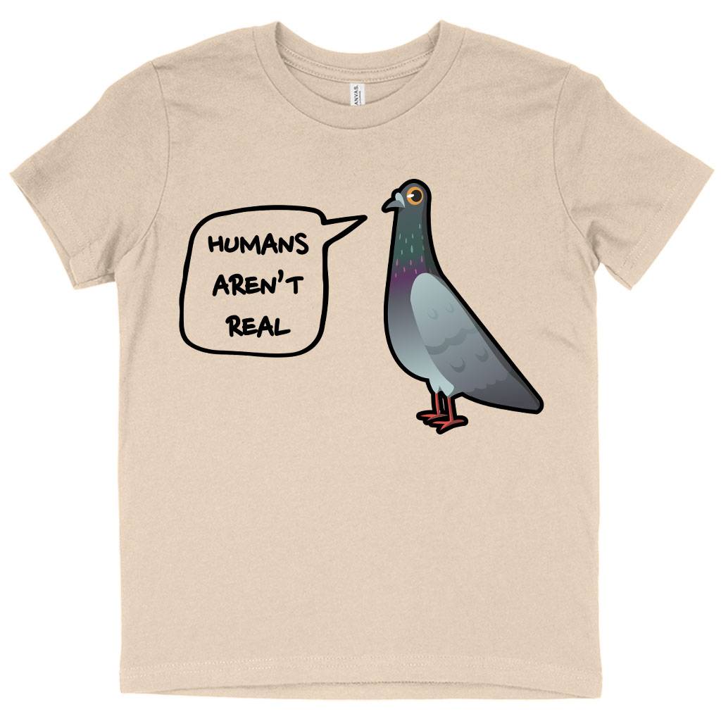 73783-953077.jpeg Kids' Humans Aren’t Real T-Shirt - Pigeon T-Shirt Kids & Baby Kids' Clothing Color : Columbia Blue|Natural|Mustard