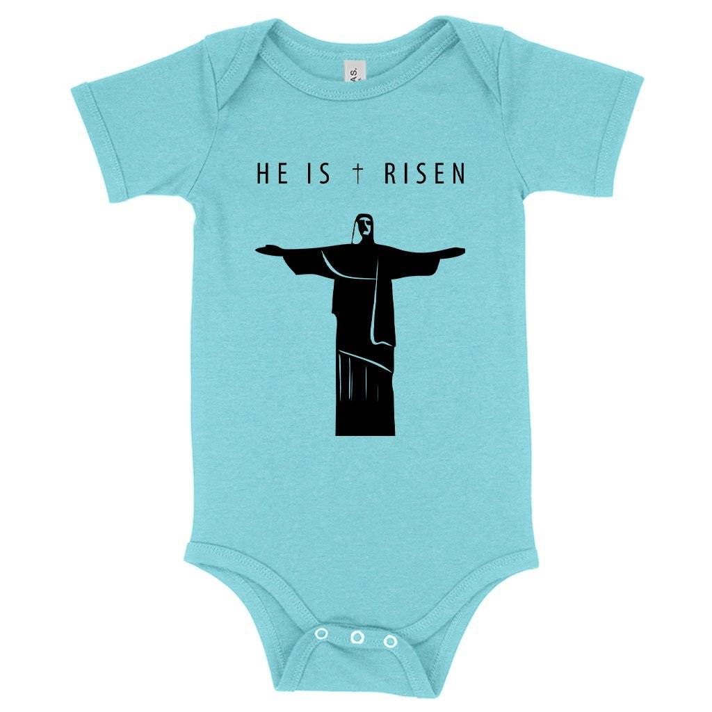73919-4a4dbc.jpeg Baby He Is Risen Onesie - Christain Onesies Baby Clothing Kids & Baby Color : Mauve Triblend|Ice Blue Triblend|Gray Triblend