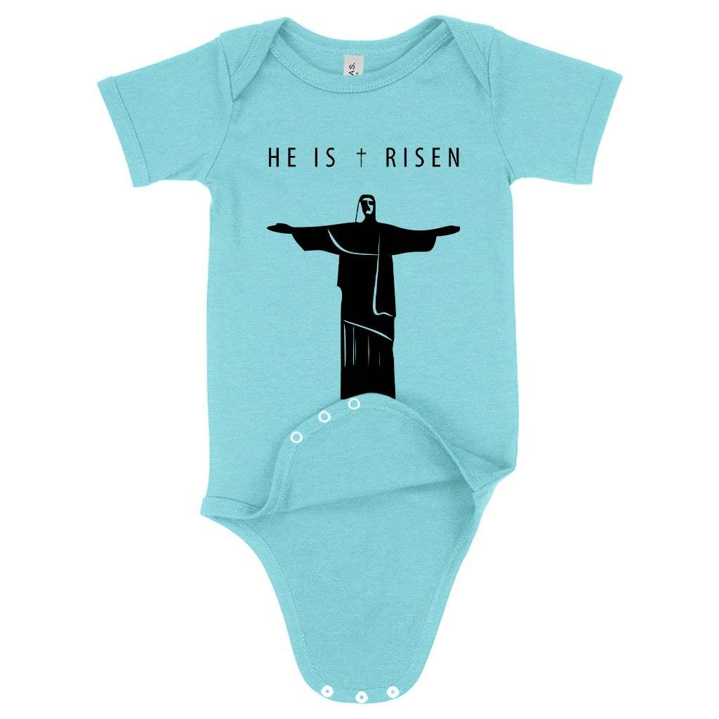 73919-abe8df.jpeg Baby He Is Risen Onesie - Christain Onesies Baby Clothing Kids & Baby Color : Mauve Triblend|Ice Blue Triblend|Gray Triblend