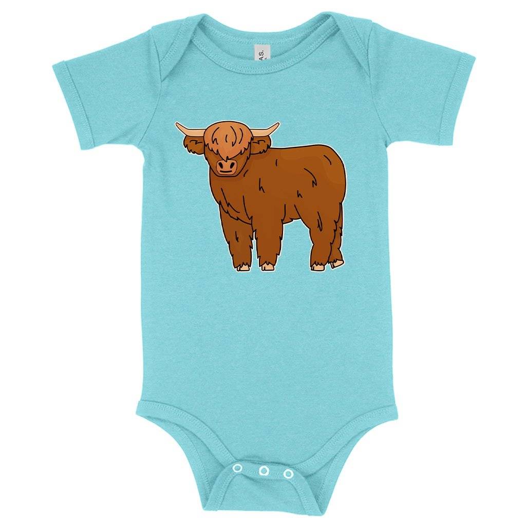 74106-95feea.jpeg Baby Highland Cow Onesie - Cute Animal Onesie Baby Clothing Kids & Baby Color : Gray Triblend|Peach Triblend|Ice Blue Triblend