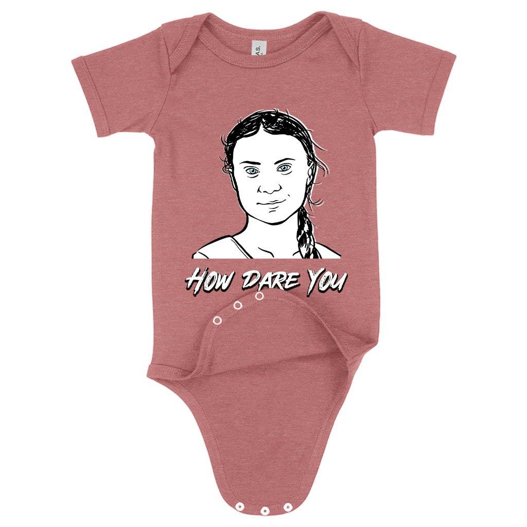 74115-246db5.jpeg Baby How Dare You Onesie - Greta Thunberg Onesie - Climate Change Onesie Baby Clothing Kids & Baby Color : Peach Triblend|Mauve Triblend|Ice Blue Triblend