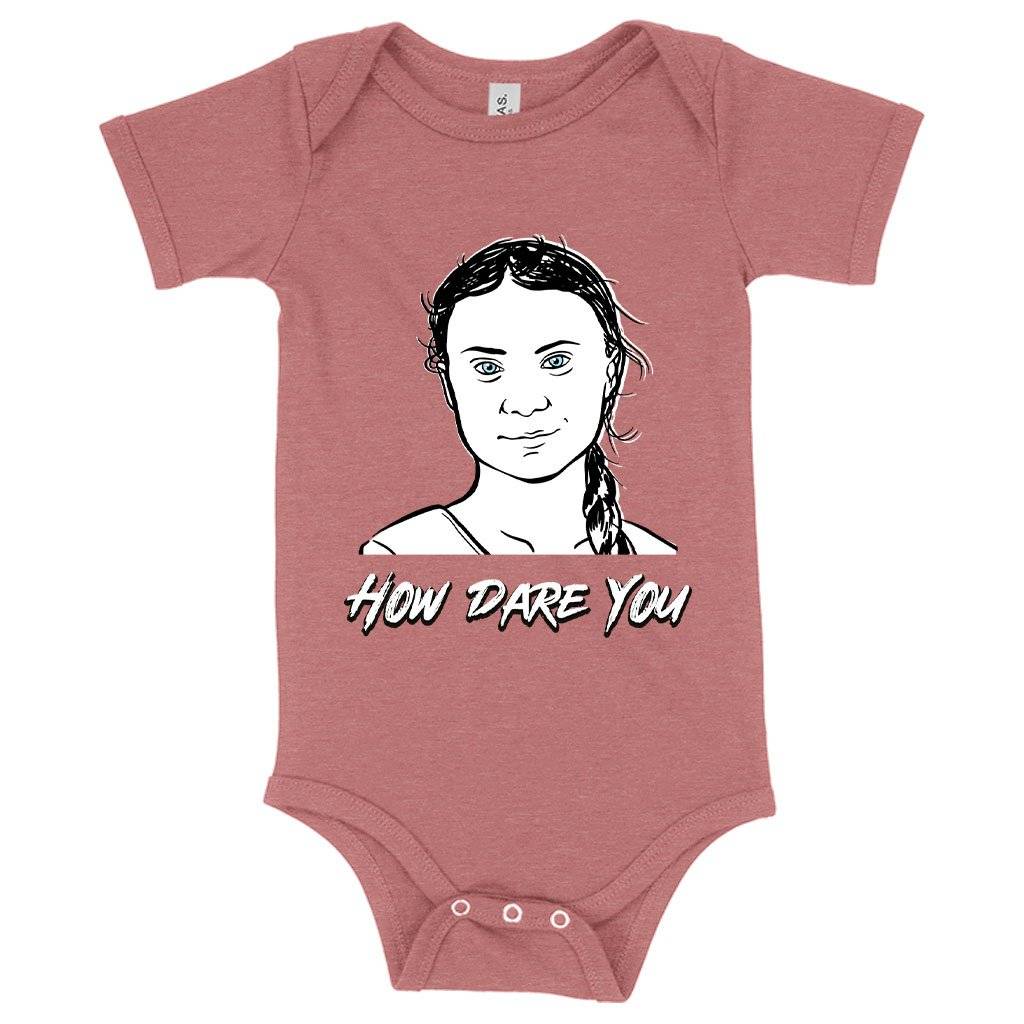 74115-39e78c.jpeg Baby How Dare You Onesie - Greta Thunberg Onesie - Climate Change Onesie Baby Clothing Kids & Baby Color : Peach Triblend|Mauve Triblend|Ice Blue Triblend