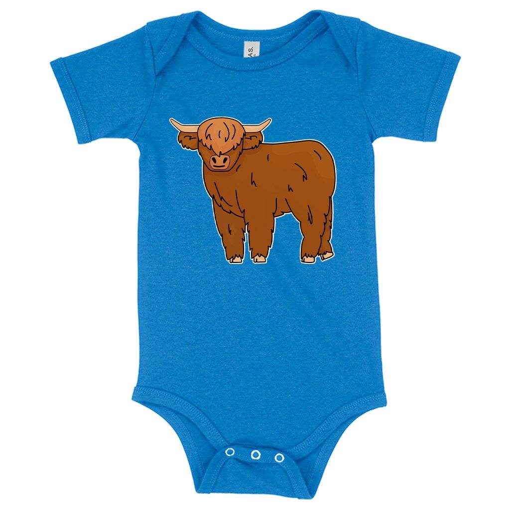 74132-1e2766.jpeg Baby Jersey Highland Cow Onesie - Cute Animal Onesie Baby Clothing Kids & Baby Color : White|Heather Columbia Blue|Heather Dust