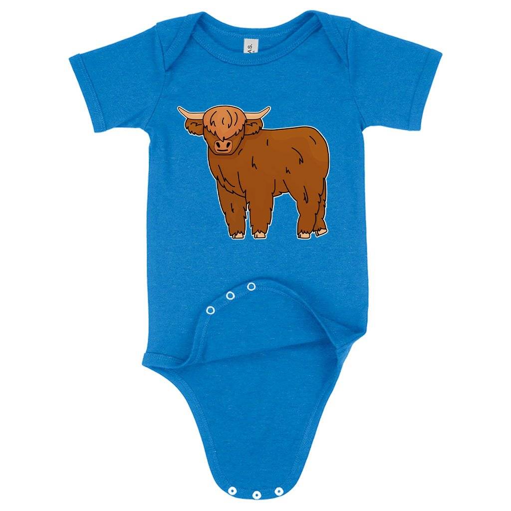 74132-bee4c9.jpeg Baby Jersey Highland Cow Onesie - Cute Animal Onesie Baby Clothing Kids & Baby Color : White|Heather Columbia Blue|Heather Dust
