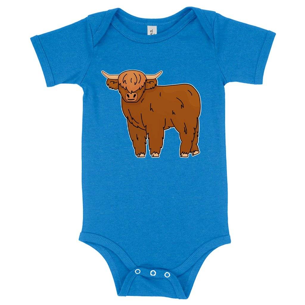 74132-dc2ebe.jpeg Baby Jersey Highland Cow Onesie - Cute Animal Onesie Baby Clothing Kids & Baby Color : White|Heather Columbia Blue|Heather Dust