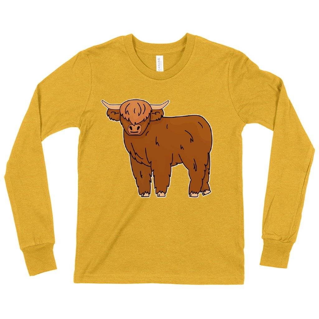 74257-87c91b.jpeg Kids' Highland Cow Long Sleeve T-Shirt - Cute Animal T-Shirt Kids & Baby Kids' Clothing Color : White|Black|Heather Yellow Gold