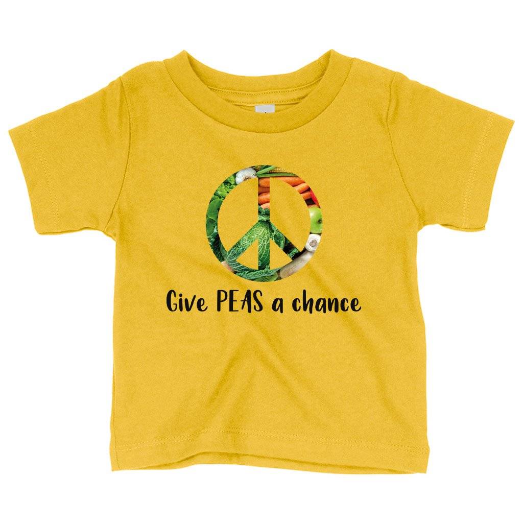 77624-c54726.jpeg Baby Give Peas a Chance Funny Vegan T-Shirt - Vegan Print T-Shirt - Vegetarian Funny T-Shirts Baby Clothing Kids & Baby Color : Yellow|White|Navy