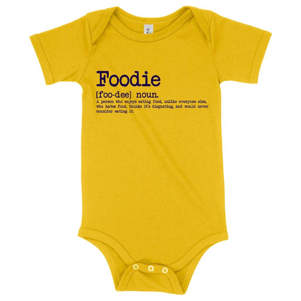 77634-16348c.jpeg Baby Jersey Foodie Onesie - Funny Food Onesies Baby Clothing Kids & Baby Color : Heather Columbia Blue|Yellow|Pink