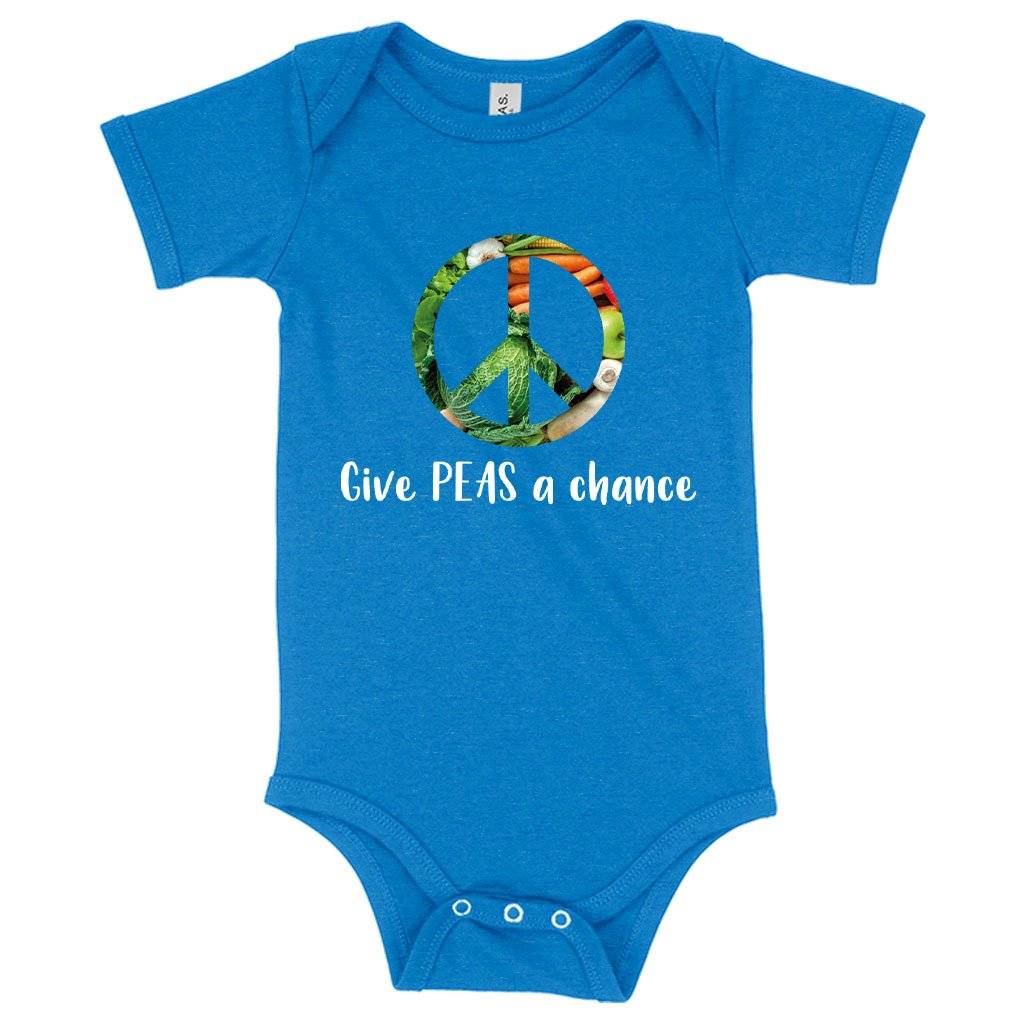 77642-cb5a92.jpeg Baby Jersey Give Peas a Chance Funny Vegan Onesie - Vegan Print Onesie - Vegetarian Funny Onesies Baby Clothing Kids & Baby Color : White|Heather Dust|Heather Columbia Blue