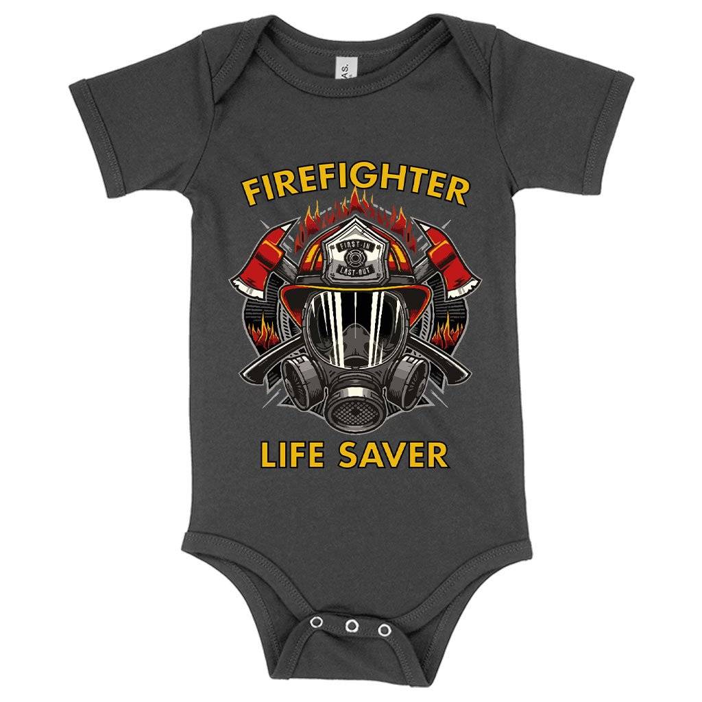 77644-0c25f9.jpeg Baby Jersey Firefighter Life Saver Onesie - Firefighter Design Onesie - Firefighter Apparel Baby Clothing Kids & Baby Color : White|Asphalt|Heather Columbia Blue