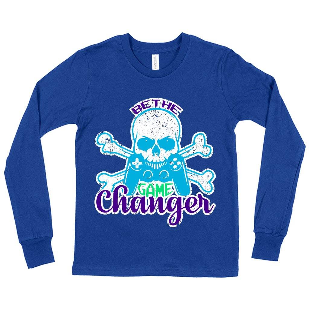 77931-dde0b0.jpeg Kids' Be The Game Changer Long Sleeve T-Shirt - Gaming T-Shirts Kids & Baby Kids' Clothing Color : White|Gray Triblend|True Royal Blue