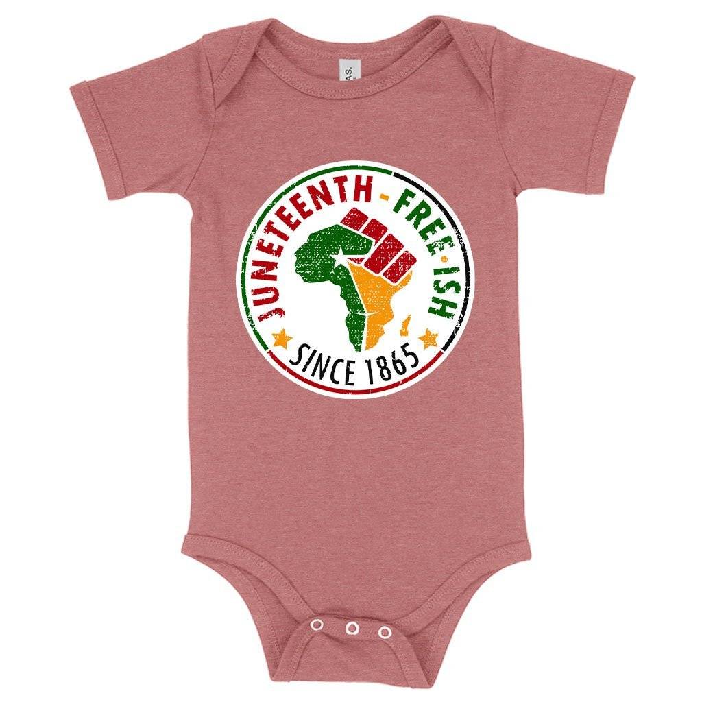 78506-3fef89.jpeg Baby Free-ish Juneteenth Onesie - Juneteenth Clothes Baby Clothing Kids & Baby Color : Mauve Triblend|Peach Triblend|Ice Blue Triblend