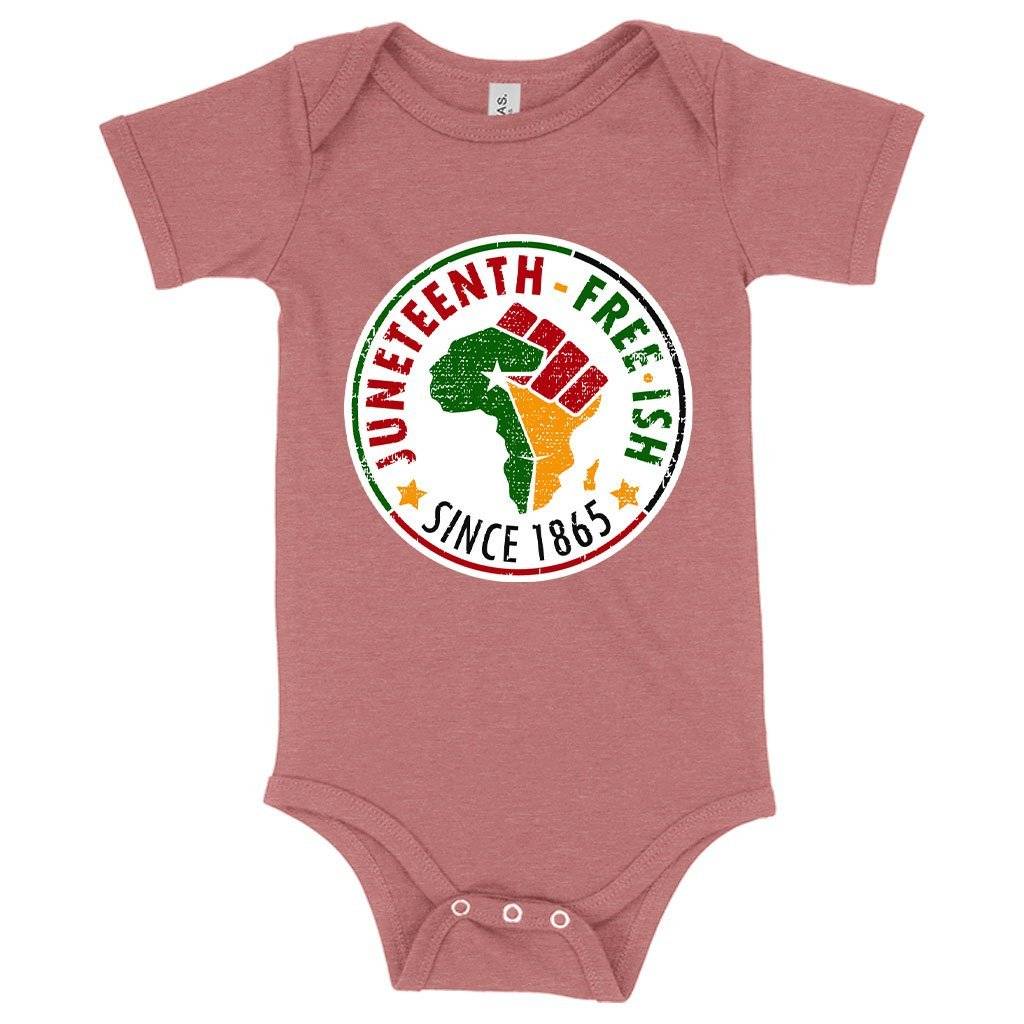78506-cab395.jpeg Baby Free-ish Juneteenth Onesie - Juneteenth Clothes Baby Clothing Kids & Baby Color : Mauve Triblend|Peach Triblend|Ice Blue Triblend