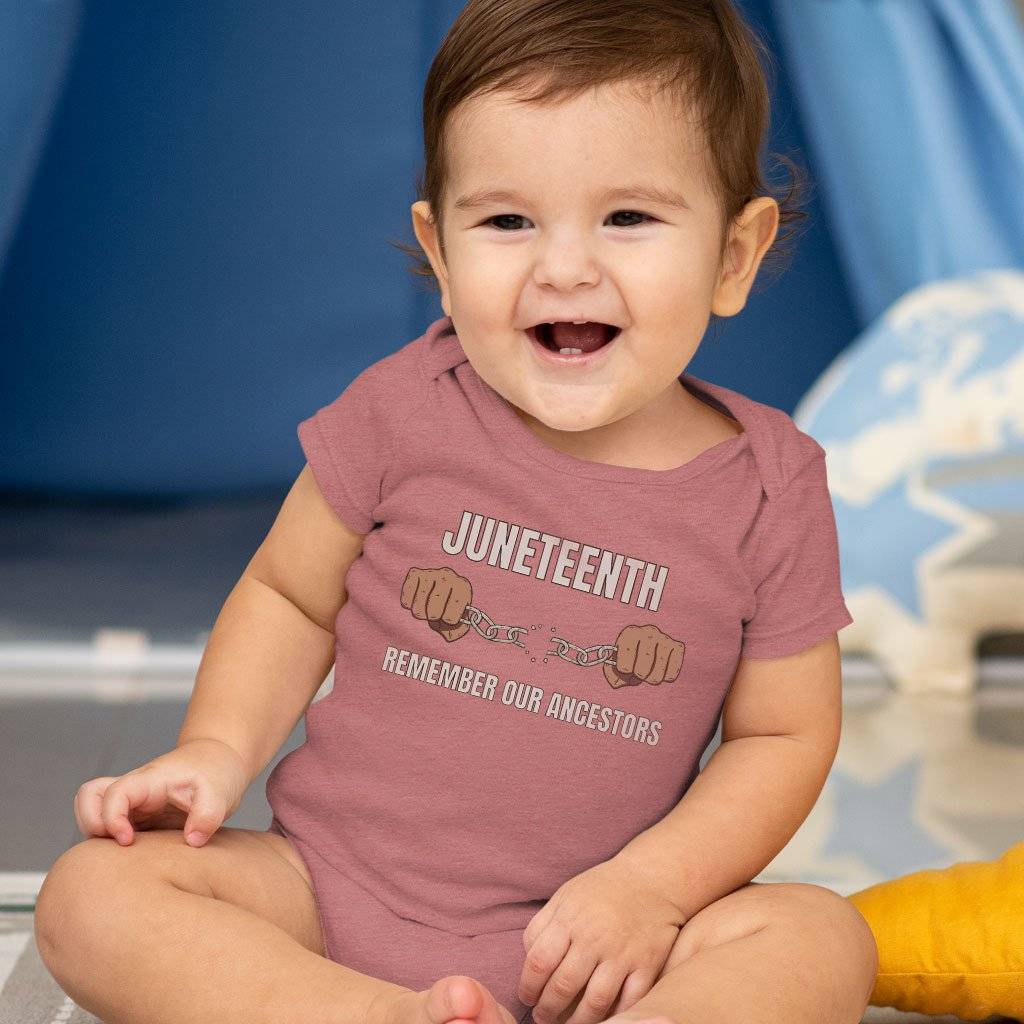 78507-4687c0.jpeg Baby Juneteenth Remember Our Ancestors Onesie - African American Juneteenth Onesies Baby Clothing Kids & Baby Color : Mauve Triblend|Peach Triblend|Ice Blue Triblend